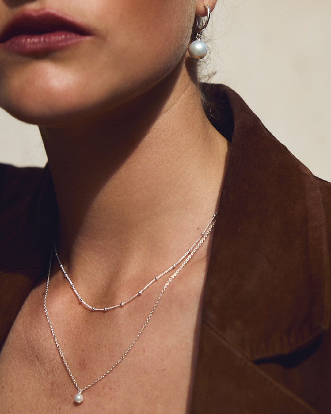 collier argent massif 925 perles