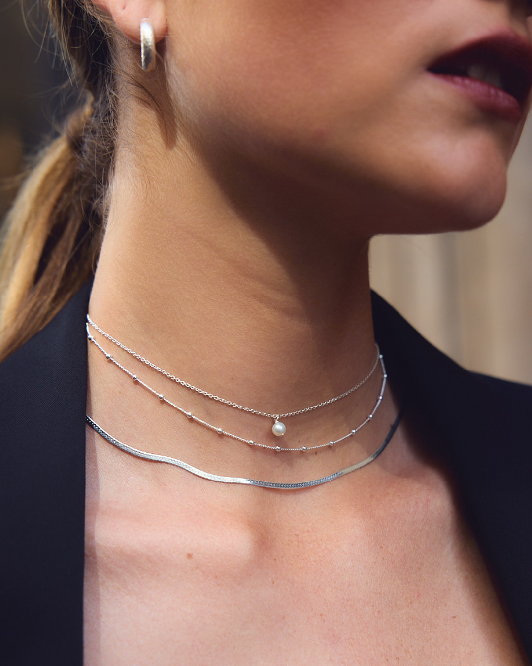 collier ras du cou argent massif