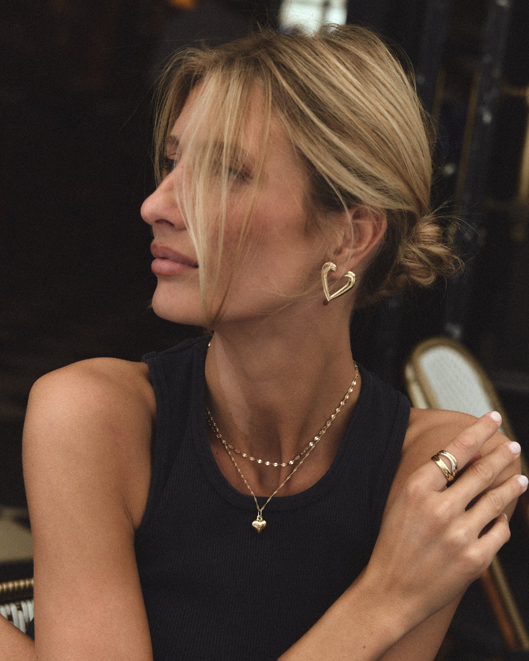 grandes boucles d'oreilles en forme de coeur